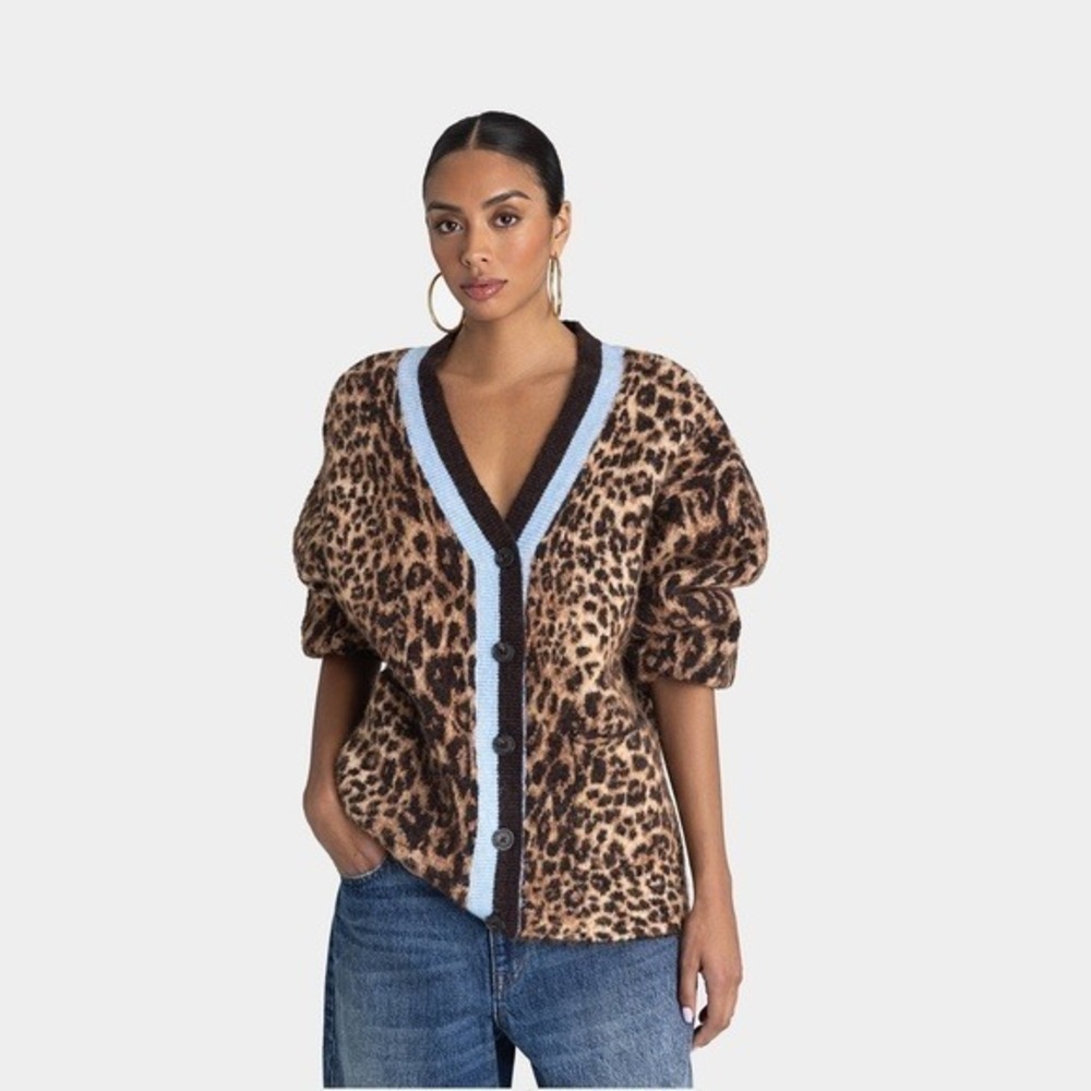 KBB KAHLANA Target Women XL Extra Large The Slouchy Cardigan Tan Leopard Sweater